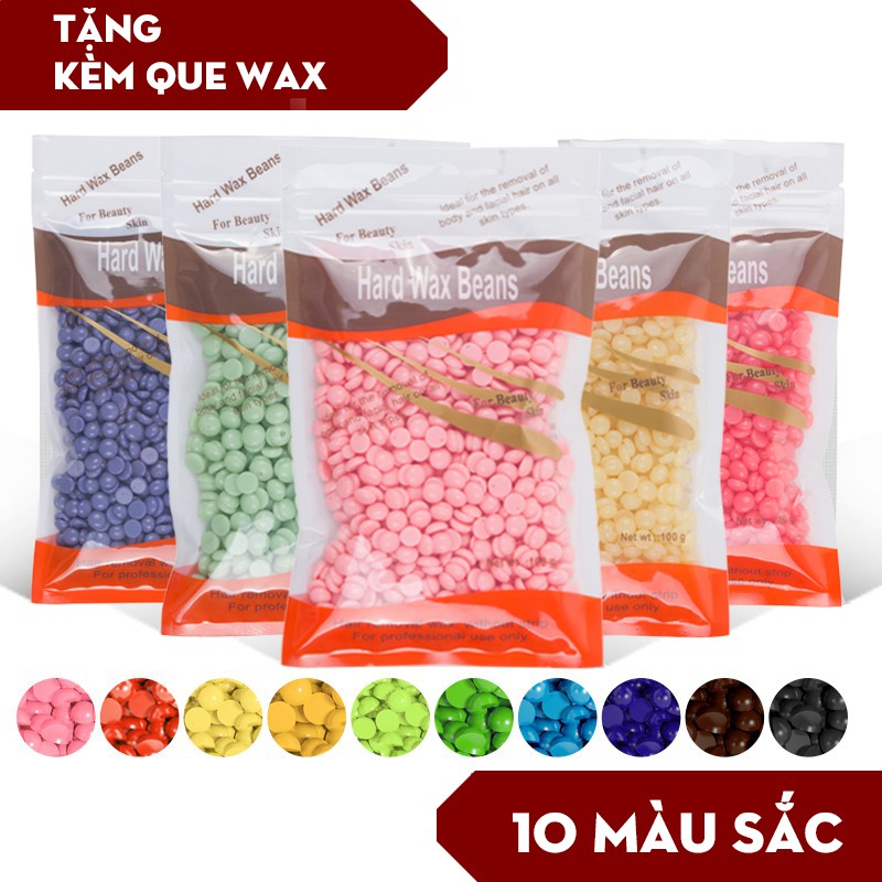 Sáp wax lông nóng hard wax beans 100g sáp hạt đậu tẩy lông tặng que gạt