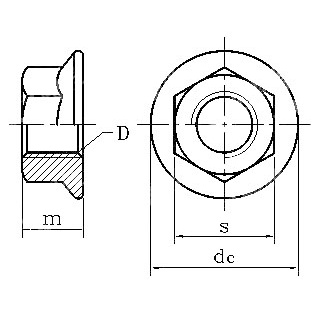 Đai Ốc Lục Giác Bằng Thép Không Gỉ 304 Chống Khóa Chống Trượt M3M4M5M6M8M10M12M14M16M20