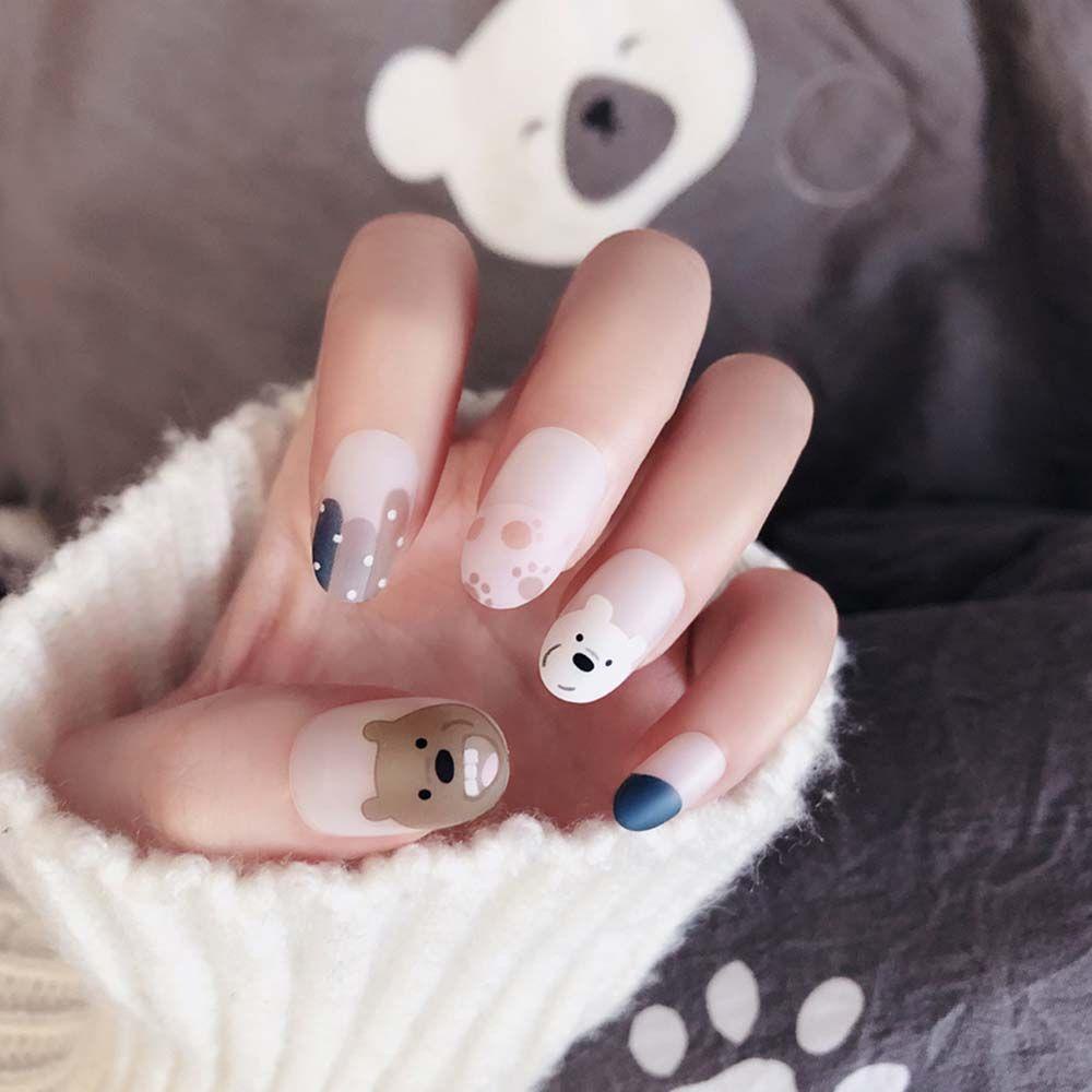 OKDEALS Hộp 24 Móng Tay Giả Ngắn / Tròn / Vuông Thời Trang Cho Nữ