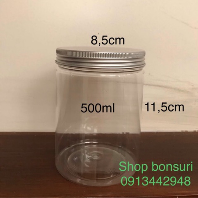 Set 10 hủ nhựa pet nắp nhôm 500ml ( 8,5cm x 11,5cm)