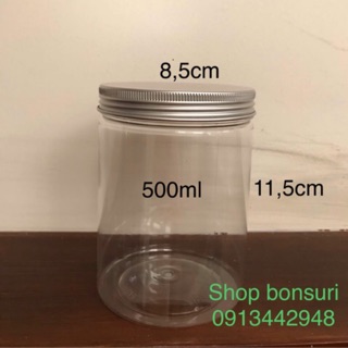 Set 10 hủ nhựa pet nắp nhôm 500ml ( 8,5cm x 11,5cm)