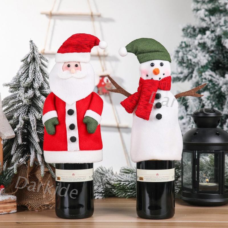 HANDMADE Vỏ Bọc Chai Rượu Hoạ Tiết Giáng Sinh Dễ Thương