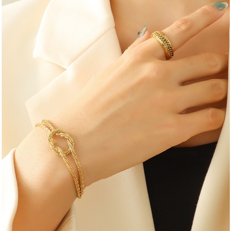 Lắc Tay Sợi Xoắn Xù Kiểu Thắt Nút Titan Ko Đen TT 4215