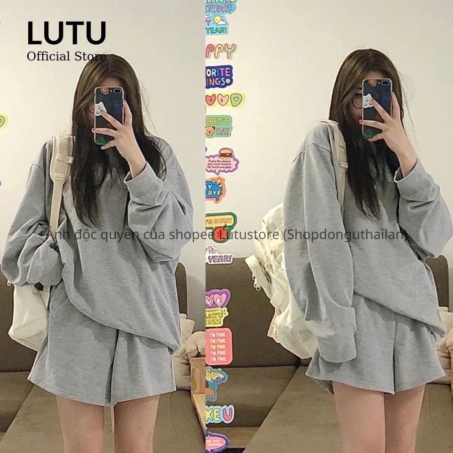 Set Bộ Nỉ Áo Bomber From Rộng Phối Quần Sooc Cạp Cao Chất Nỉ Da Cá Cotton Loại 1 | BigBuy360 - bigbuy360.vn