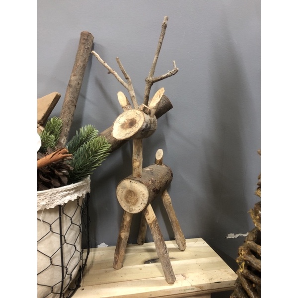 Tuần lộc gỗ thô trang trí noel cao 20CM hoặc 30CM