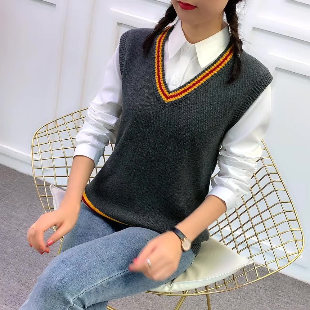 Big Sale!!5.5 Áo Sweater Không Tay Cổ Chữ V Hình Harry Potter Vest Sweater Harrypotter