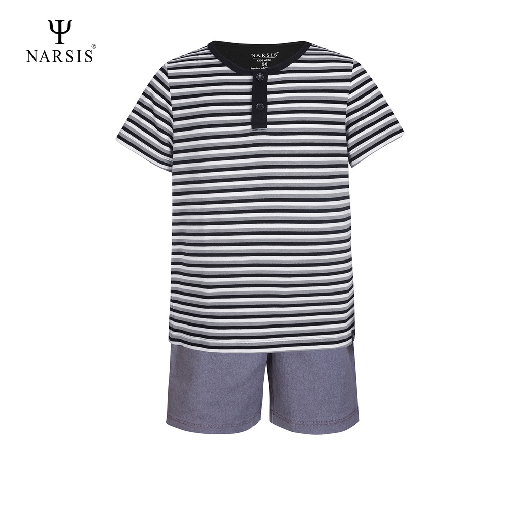 Đồ bộ bé trai mùa hè Narsis KE20911 áo Cotton quần chất kaki hàng thiết kế chính hãng