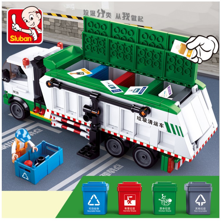 Mô hình lego xe chở rác đồ chơi trẻ em 432 pcs bằng nhựa cao cấp sluban MS B0780