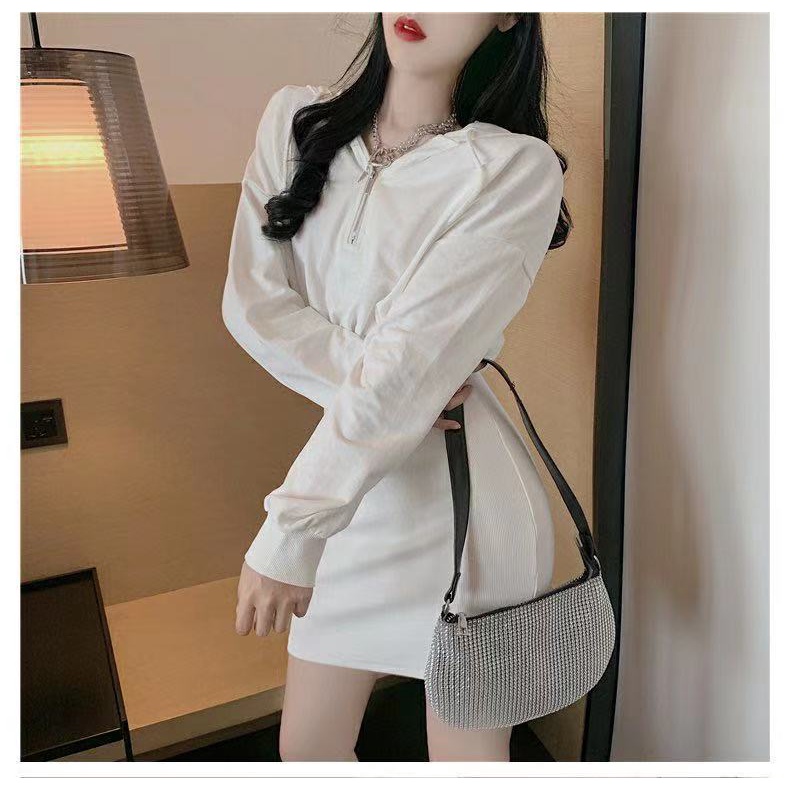 Đầm hoodie dài tay ôm eo phong cách thiên nhiên