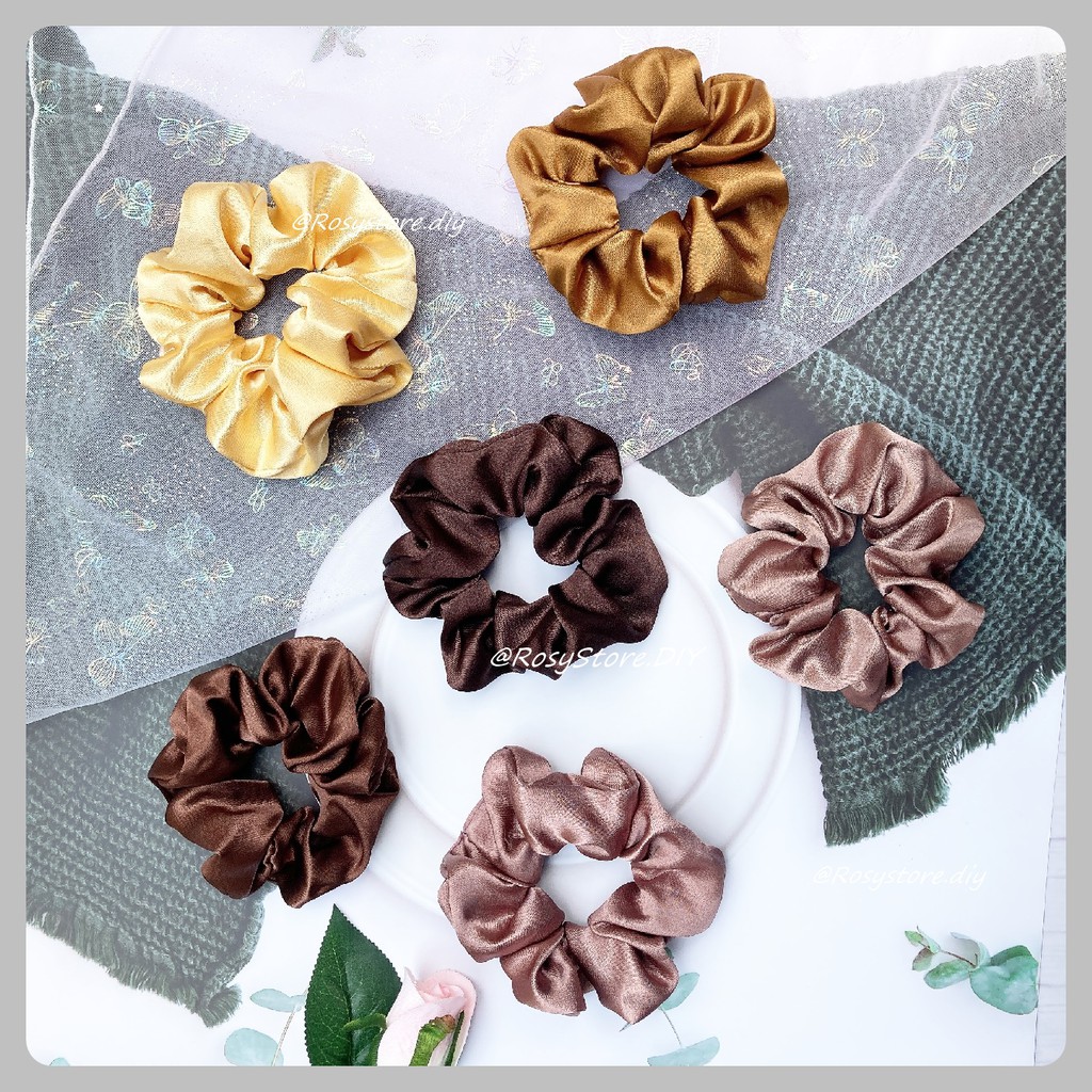 [Ảnh thật]CỘT TÓC VẢI SCRUNCHIES LỤA SATIN TÔNG NÂU SANG TRỌNG-THỜI TRANG HÀN QUỐC NỮ PHỤ KIỆN GIÁ RẺ ĐẸP