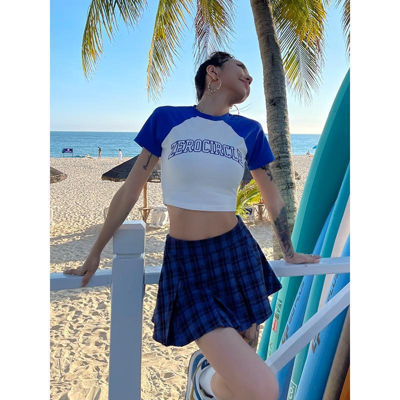 Áo Thun Tay Ngắn Dáng Ôm Phong Cách Retro Đường Phố Mỹ 2022 Thời Trang Cho Nữ