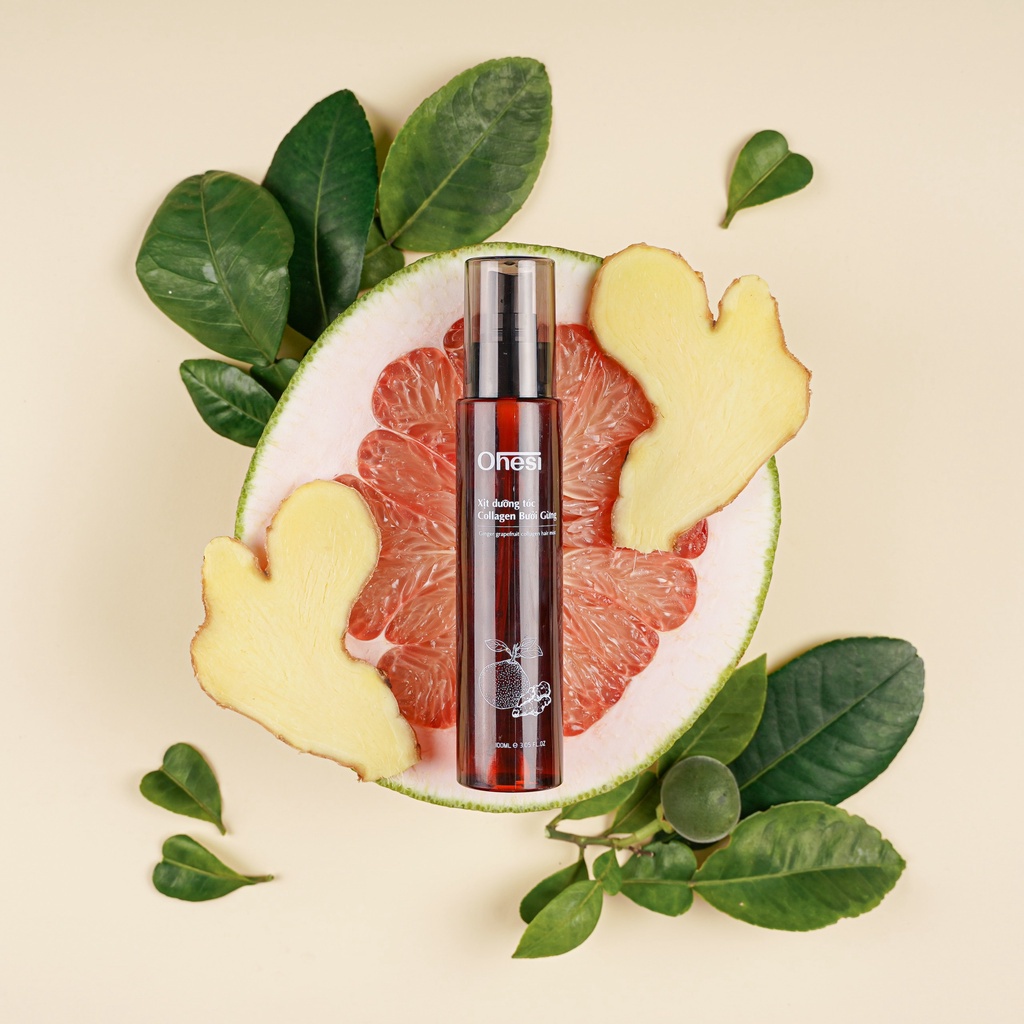 Xịt dưỡng tóc Collagen Bưởi gừng Ohesi 100ml, mọc tóc, giảm rụng tóc, phục hồi hư tổn