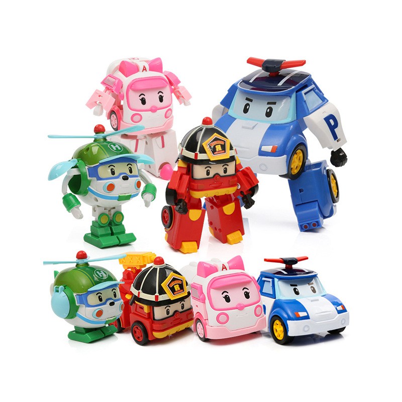 Đồ chơi biến hình biệt đội xe robocar Poli 2 trong 1  (Biến dạng lắp ráp khối xây dựng, bao bì hình quả trứng)