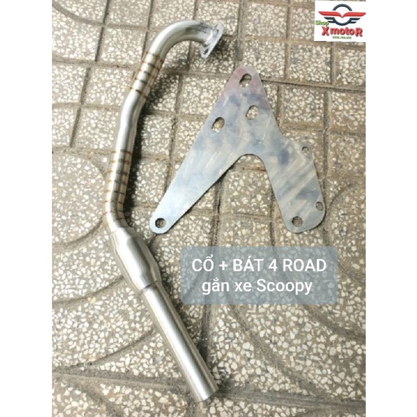 cổ pô scoopy gắn pô 4 road, có kèm bát.