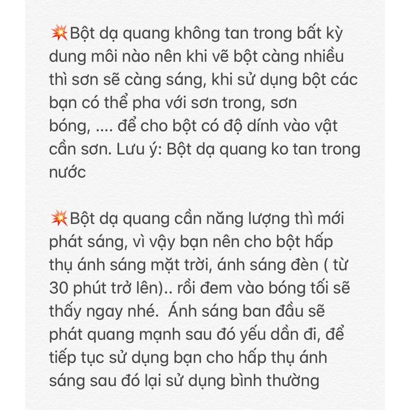 bột dạ quang( xem kĩ cách sử dụng)