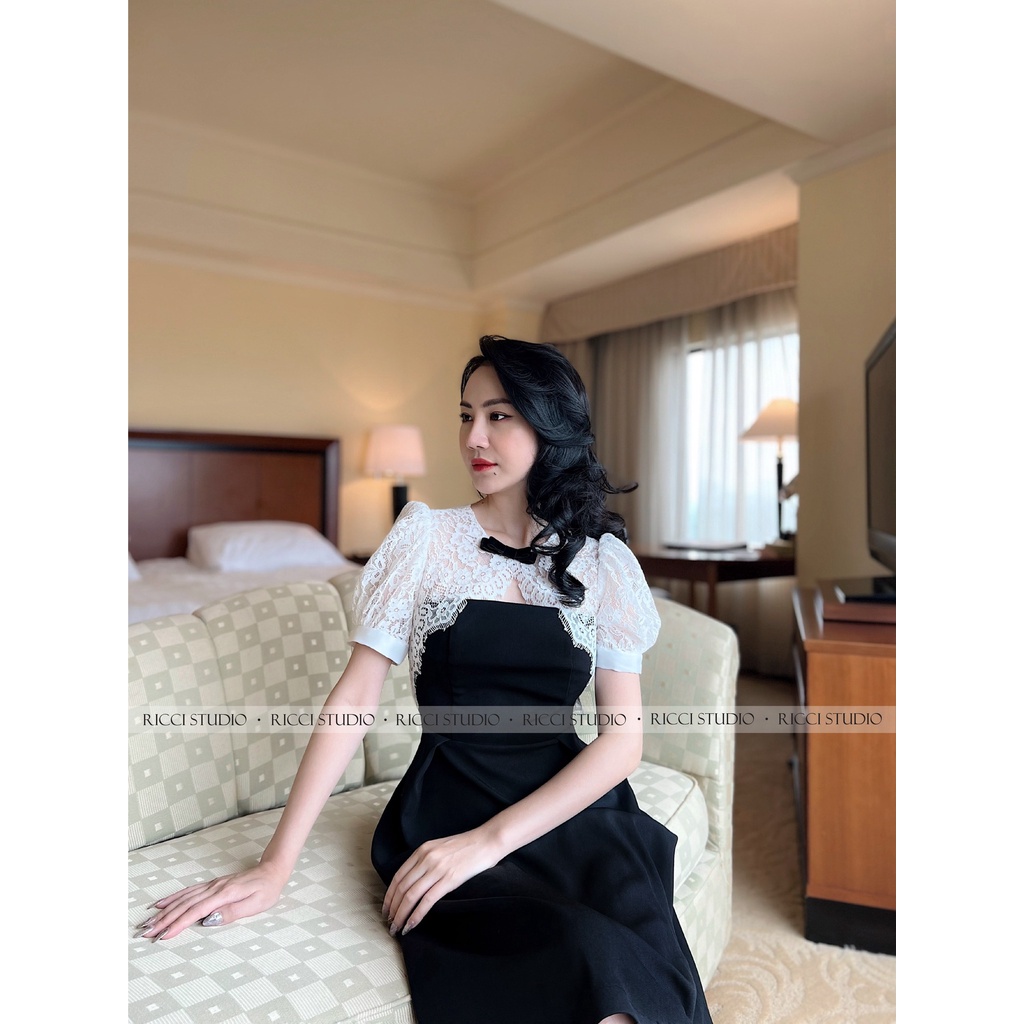 Váy V26 Eleni Dress Ricci thiết kế chất liệu chéo hàn sợi cao cấp mềm mát | RICCI OFFICIAL