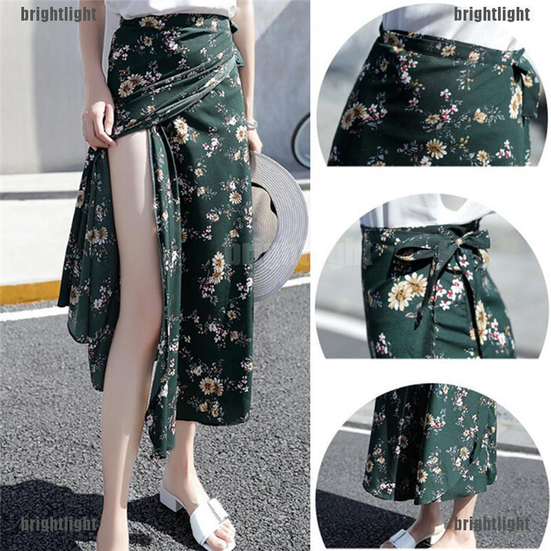 Chân Váy Lưng Cao Hoạ Tiết Hoa Phong Cách Bohomian