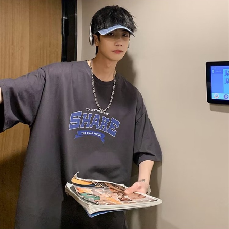 Áo Thun Tay Ngắn Dáng Rộng In Chữ Phong Cách Hip Hop Hàn Quốc Thời Trang Mùa Hè Cho Nam Và Nữ size M-8XL