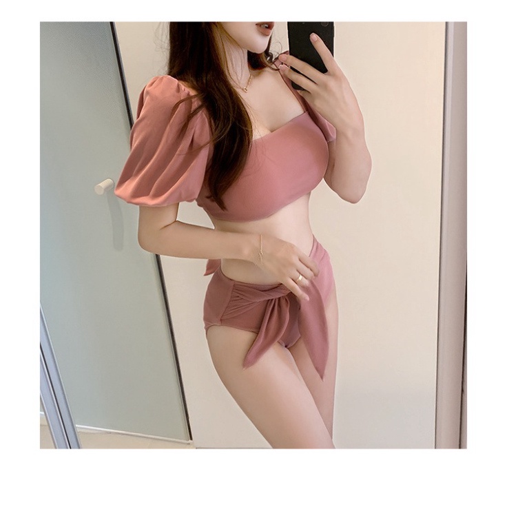 Bikini 2 mảnh đồ bơi đi biển sang chảnh kín đáo sexy Hàn Quốc cạp cao nâng ngực váy hở lưng LUHAZO 2542 DK5T304