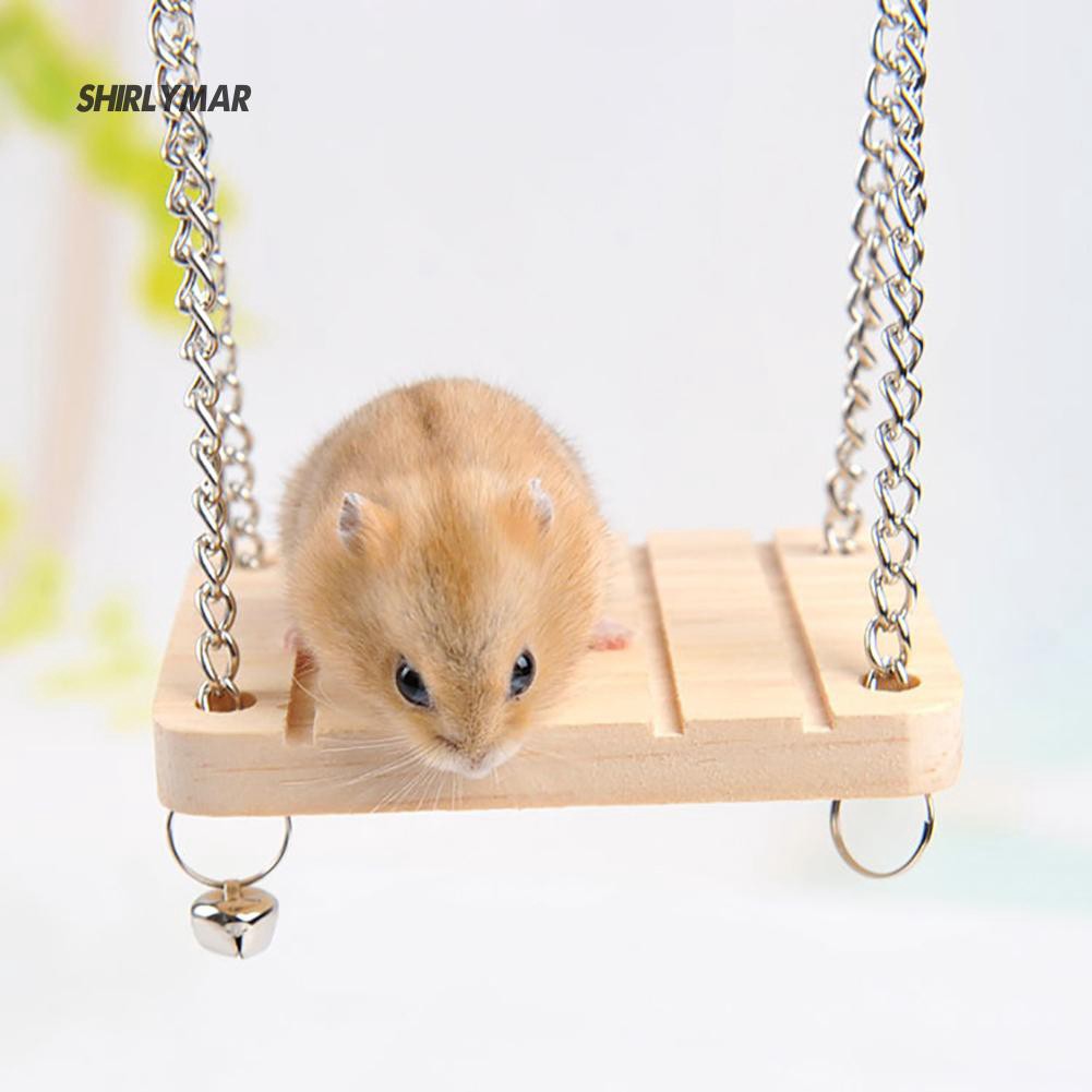 Xích Đu Gỗ Có Chuông Treo Lồng Chim / Hamster / Vẹt