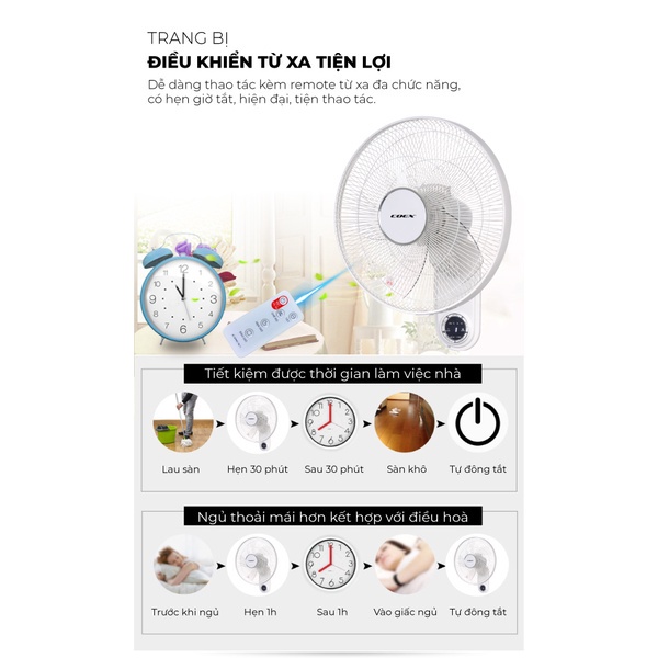 Quạt treo tường Coex CW-7210A - Điều khiển từ xa