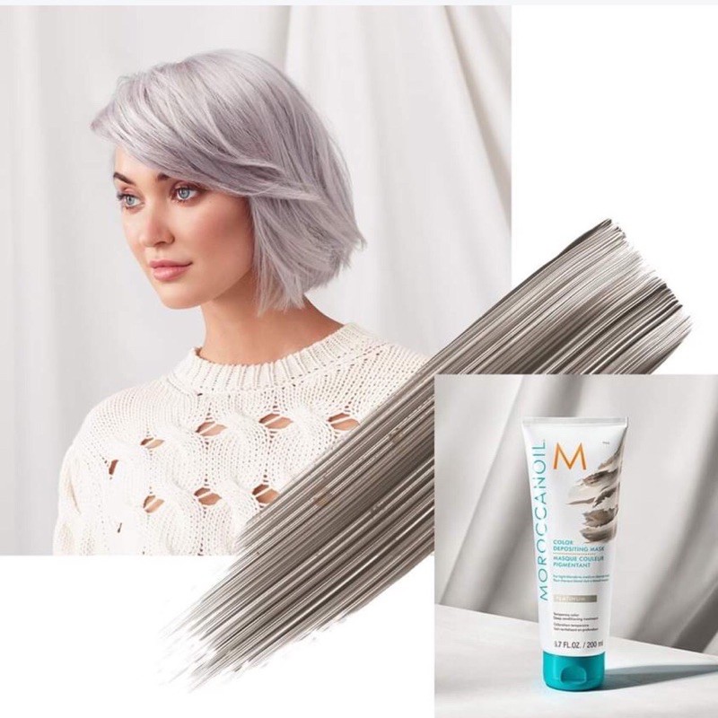 MẶT NẠ BỔ SUNG SẮC TỐ MÀU BẠCH KIM KHÓI TÍM VÀ NHUỘM MÀU BÁN VĨNH CỮU CHO TÓC MOROCCCANOIL COLOR DEPOSITING MASK 200 ml