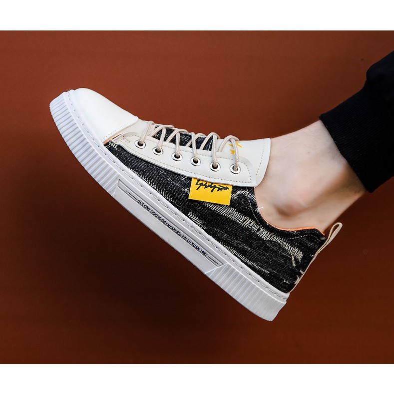 [Freeship] Giày Sneaker Nam Vải Bò Rách Phối Da Cao Cấp, Fullbox 2 màu | BigBuy360 - bigbuy360.vn