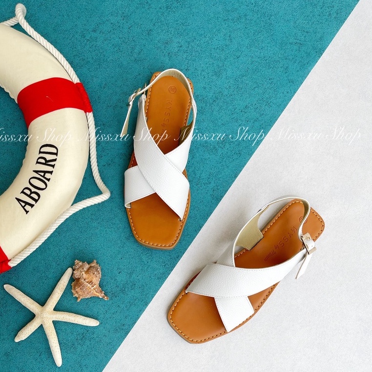 Giày sandal nữ 2cm quai chéo da thật cao cấp MYSS - SD118