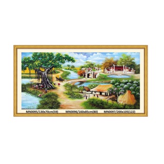 Tranh thêu làng quê 160x85cm sỉ= lẻ