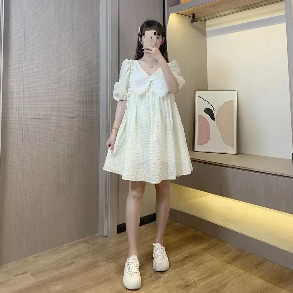 Bộ Đầm Bầu Hai Mảnh Phong Cách Pháp Mùa Hè 2021 Mới