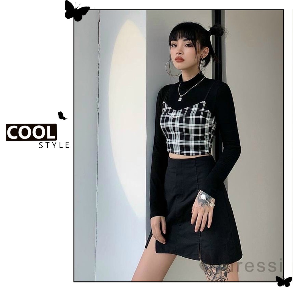 SÉT 3 MÓN chân váy - áo thun - áo cup 2D cực ngầu - COOL STYLE