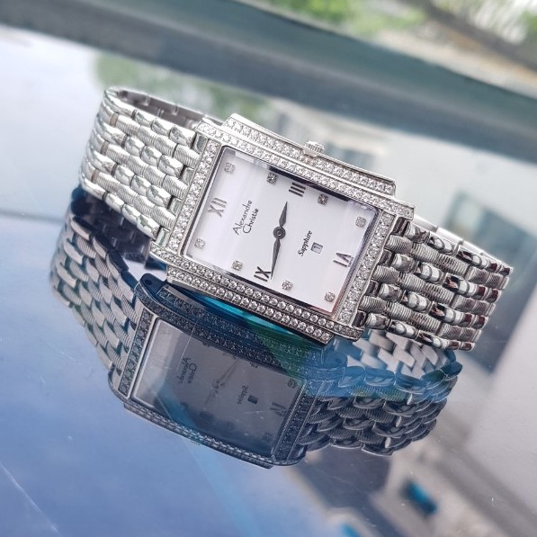 Đồng hồ Cặp đôi Alexandre Christie Chính hãng, mặt vuông, mầu trắng, kính Sapphire, chống xước, chống nước