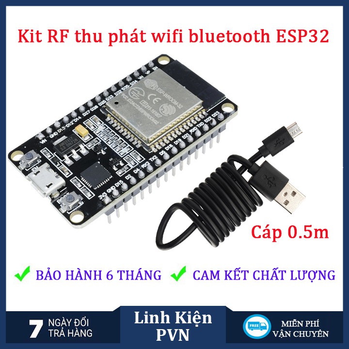 Kit thu phát wifi bluetooth ESP32 chip CP2102/CH340 bảo hành 6 tháng  (kit thu phát IoT)