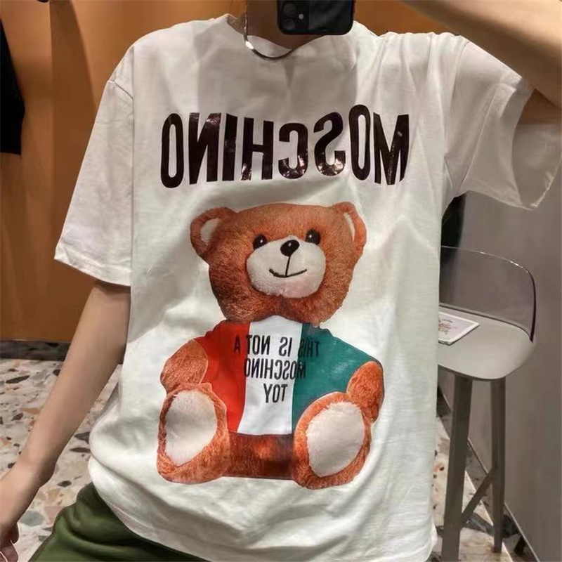 Áo Thun Tay Ngắn Chất Cotton Hoạ Tiết Moschino Unisex 841 #