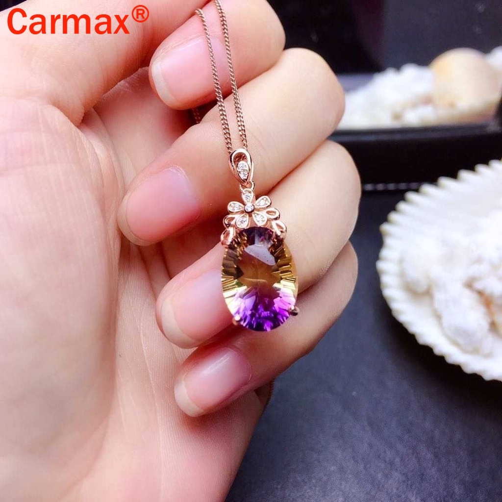 Vòng cổ Mặt Hình Quả Trứng Đính Đá Thạch Anh Tím Sang Trọng