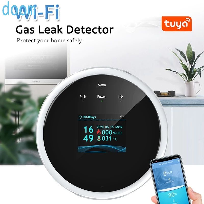 Thiết bị phát hiện rò rỉ khí gas thông minh Wifi cảm biến nhiệt độ màn hình LCD USB
