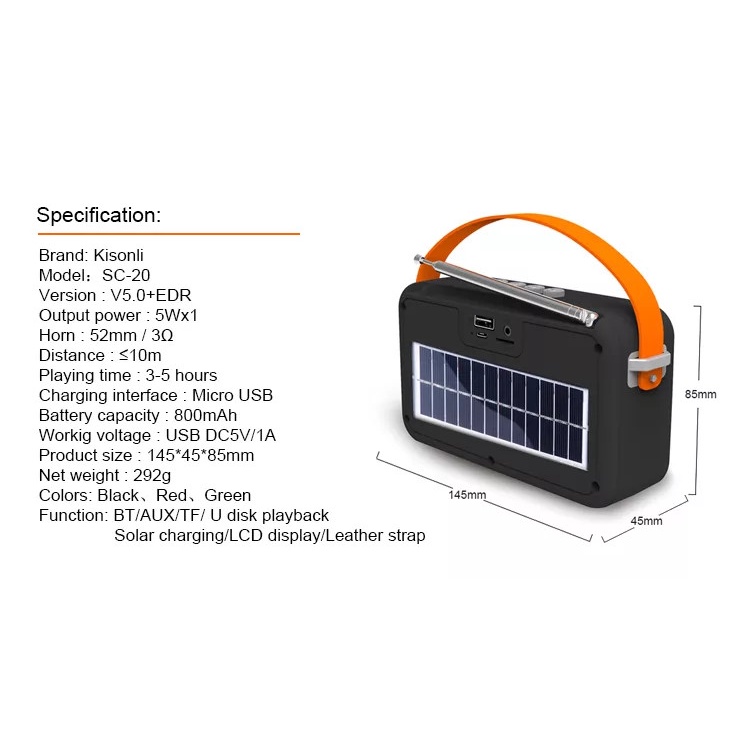 LOA BLUETOOTH KISONLI MINI SC 20
