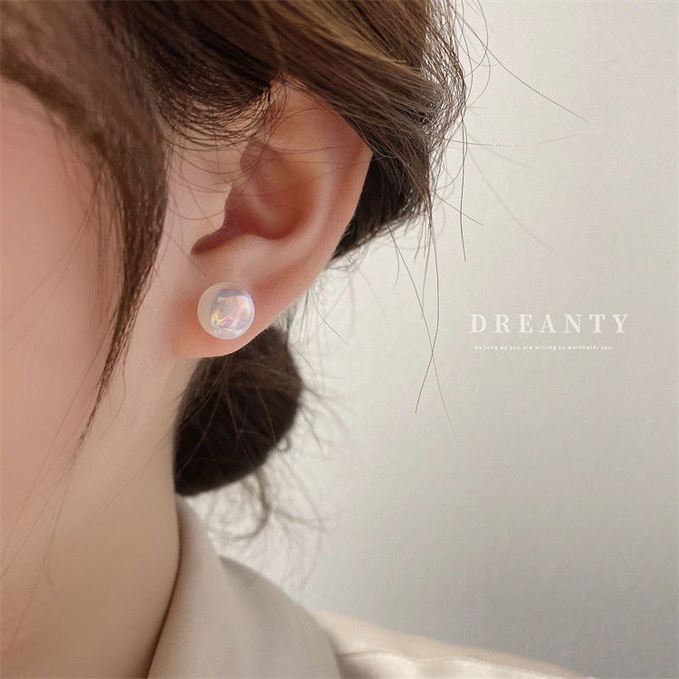 Bông Tai Mạ Bạc Hình Quạt Đính Ngọc Trai Đơn Giản Phong Cách Pháp Cổ Điển Thời Trang Cho Nữ