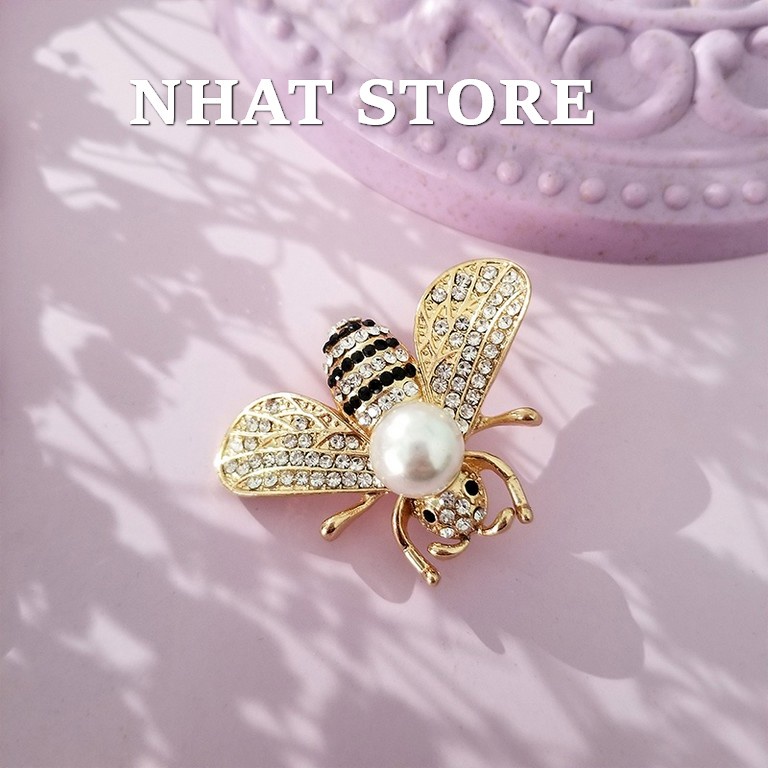 Ghim Cài áo hình con ong đính đá cao cấp phù hợp với áo vets, sơ mi, váy cho cả nam và nữ - Cài áo CA121