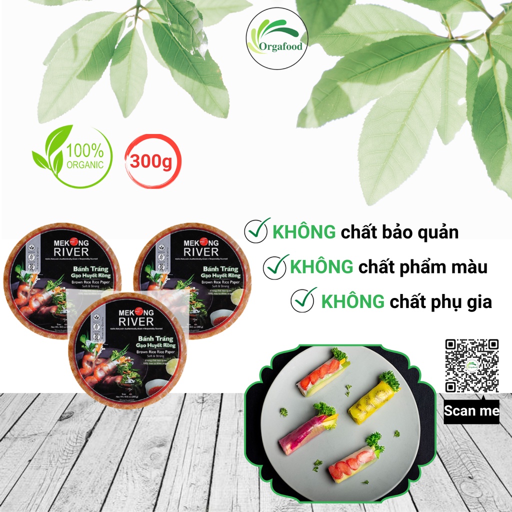 Bánh tráng cuốn gạo lứt Mekong River 300g giảm cân eat clean healthy (trắng, vàng-nghệ, hồng-củ dền) | BigBuy360 - bigbuy360.vn