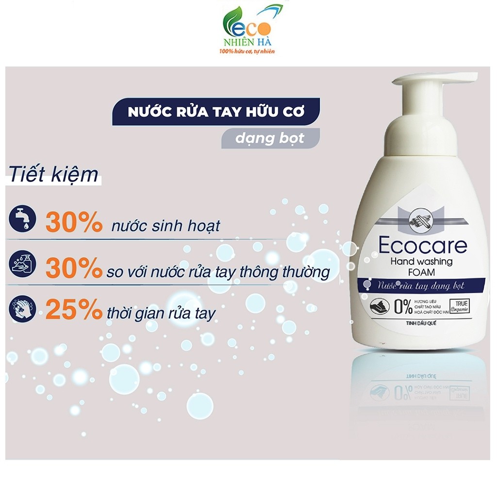 Nước rửa tay diệt khuẩn tạo bọt cam ECOCARE 250ml, không khô da tay, an toàn trẻ nhỏ | BigBuy360 - bigbuy360.vn
