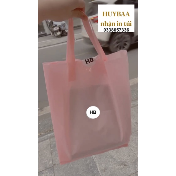 1Kg Túi nilong PE ép quai hồng phấn, bao hồng pastel quai ép bóng dẻo, túi xách có quai tiện lợi đựng mỹ phẩm, quần áo