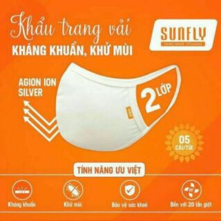 túi 5 chiếc khẩu trang vải kháng khuẩn Sunfly