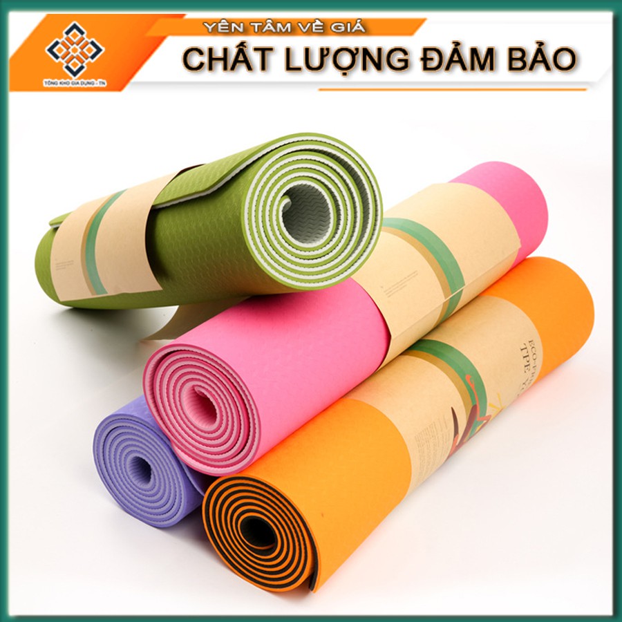 Thảm tập yoga TPE 2 lớp, thảm tập yoga cao cấp dày 6mm, chống trơn trượt và không thấm mồ hôi