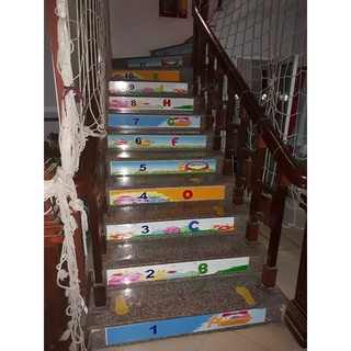 [Chỉnh kích thước theo y/c] Decal Dán Bậc Cầu Thang Trang Trí Trường Mầm Non, Tiểu Học, Mẫu giáo, Nhà trẻ