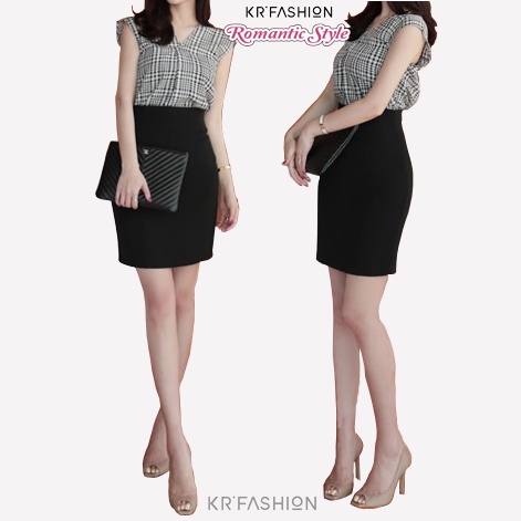 Chân váy đen công sở ngắn dáng ôm mini SK225 KRFashion style Hàn Quốc- Váy 1 lớp Cạp cao, co dãn tốt, ngắn Cao cấp