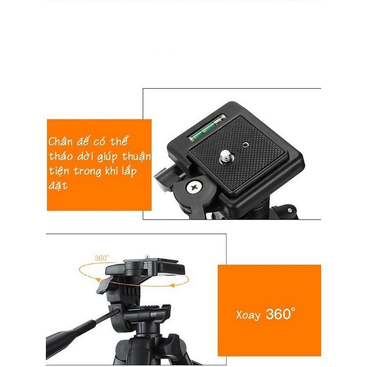 Giá đỡ điện thoại 3 chân, Tripod 3388 cho điện thoại, máy ảnh dùng  để quay phim, chụp ảnh, livestream có điều khiển