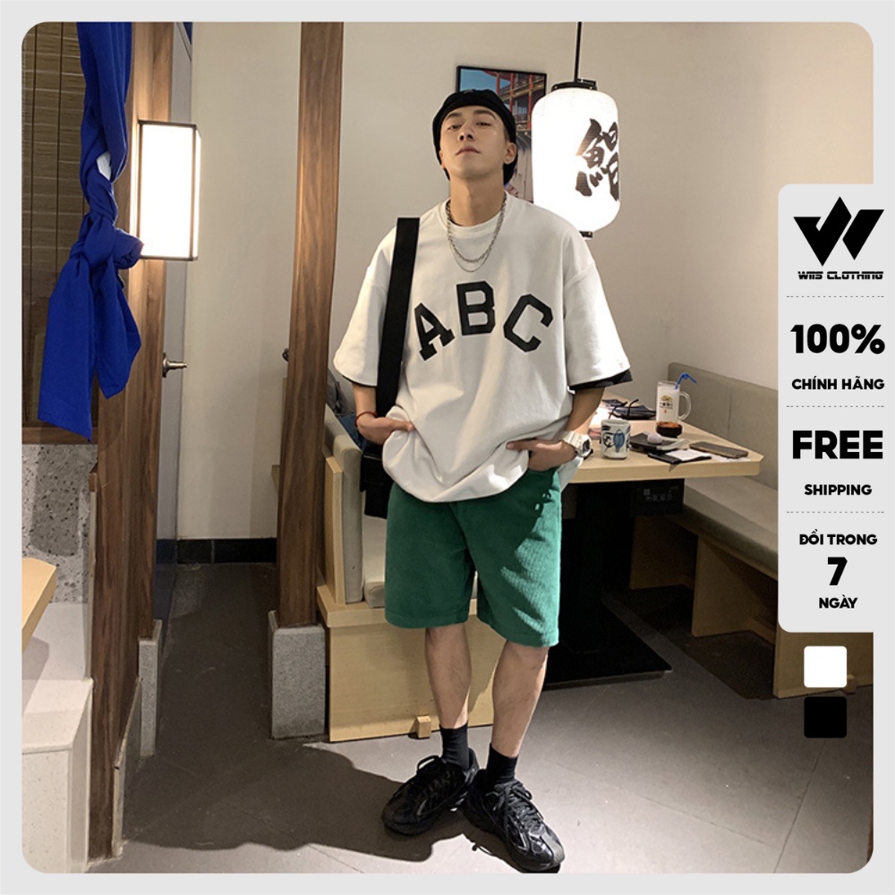 Áo thun tay lỡ form rộng Unisex WIIS Essentials ABC oversize thời trang nam nữ ulzzang