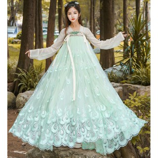 Hán Phục- Trang phục cổ trang Khổng Tước Xanh