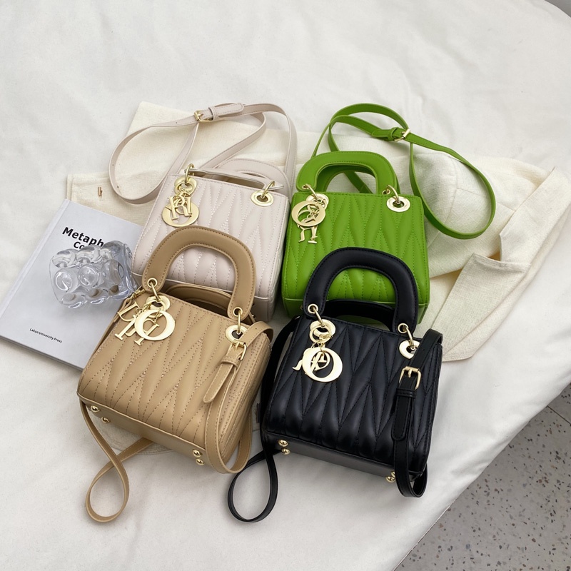 Túi Đeo Vai Hình Vuông Họa Tiết Vân Kim Cương Phong Cách Hàn Quốc Cho Nữ